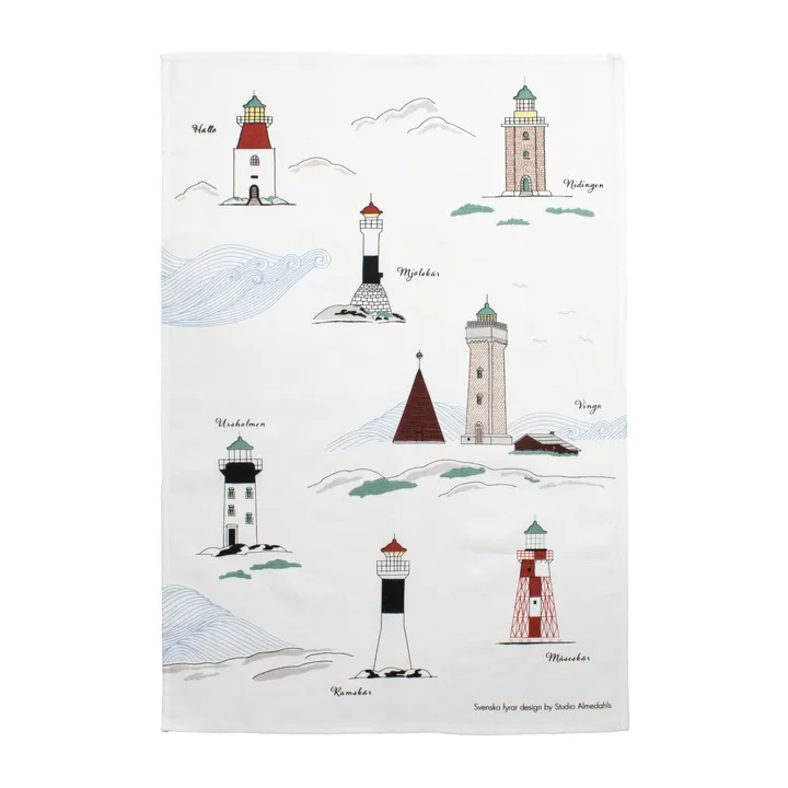 Swedish lighthouses 厨房毛巾 47x70cm - 白色_多色 - Almedahls