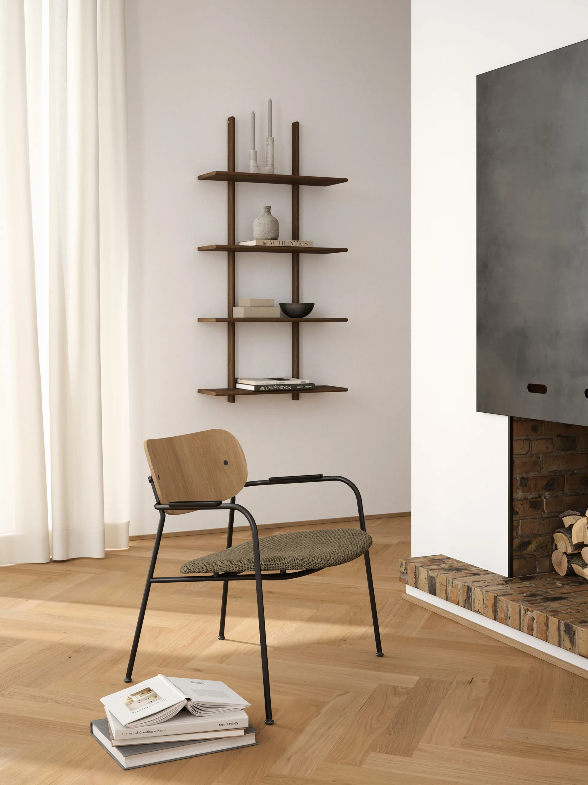 Essence 墙面置物架, 烟熏涂油橡木_70x25x140cm Andersen Furniture