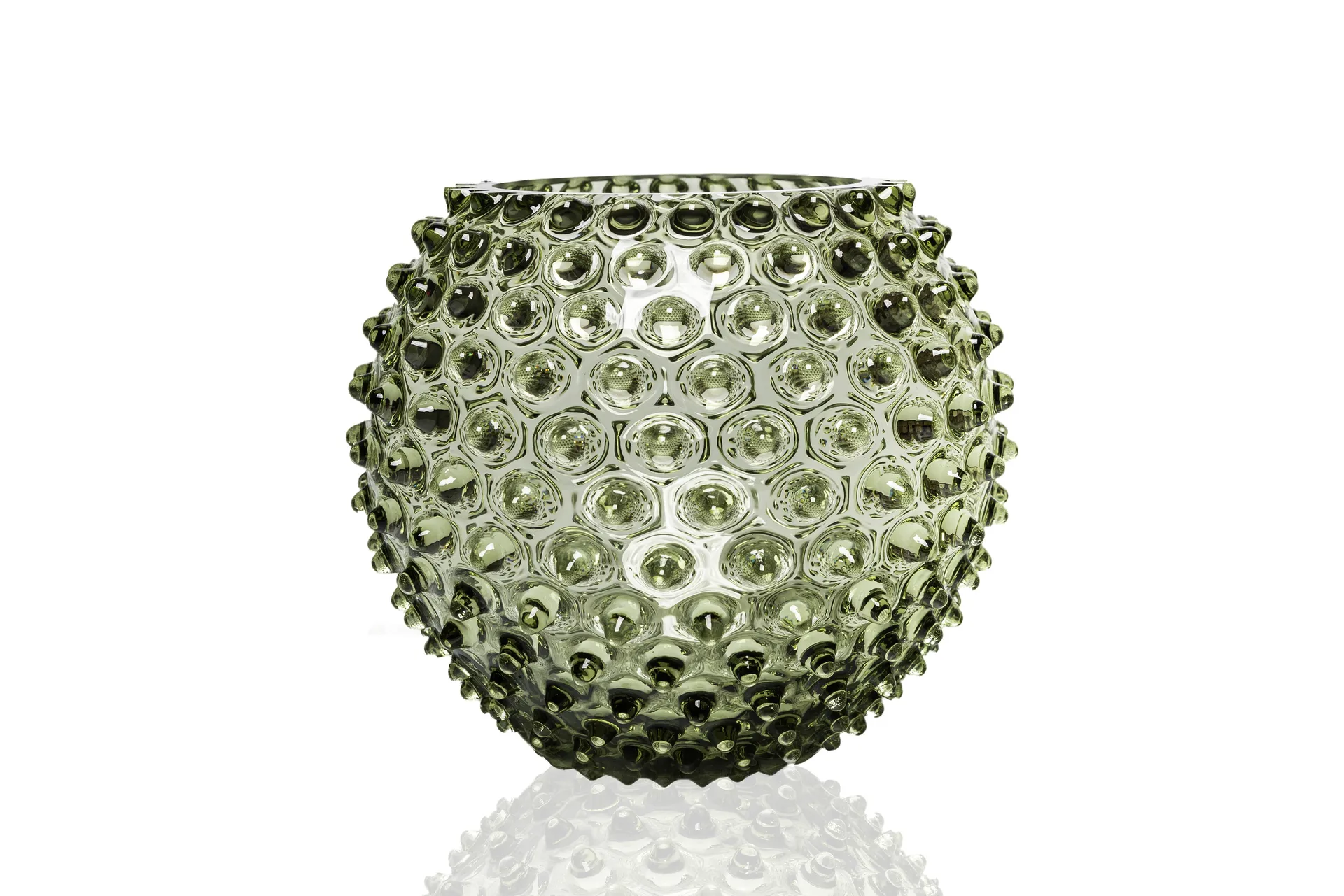 Hobnail Globe 花瓶 18cm, 橄榄绿色 Anna Von Lipa