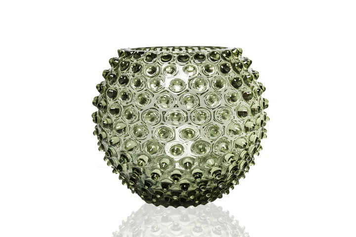 Hobnail Globe 花瓶 18cm - 橄榄绿色 - Anna Von Lipa
