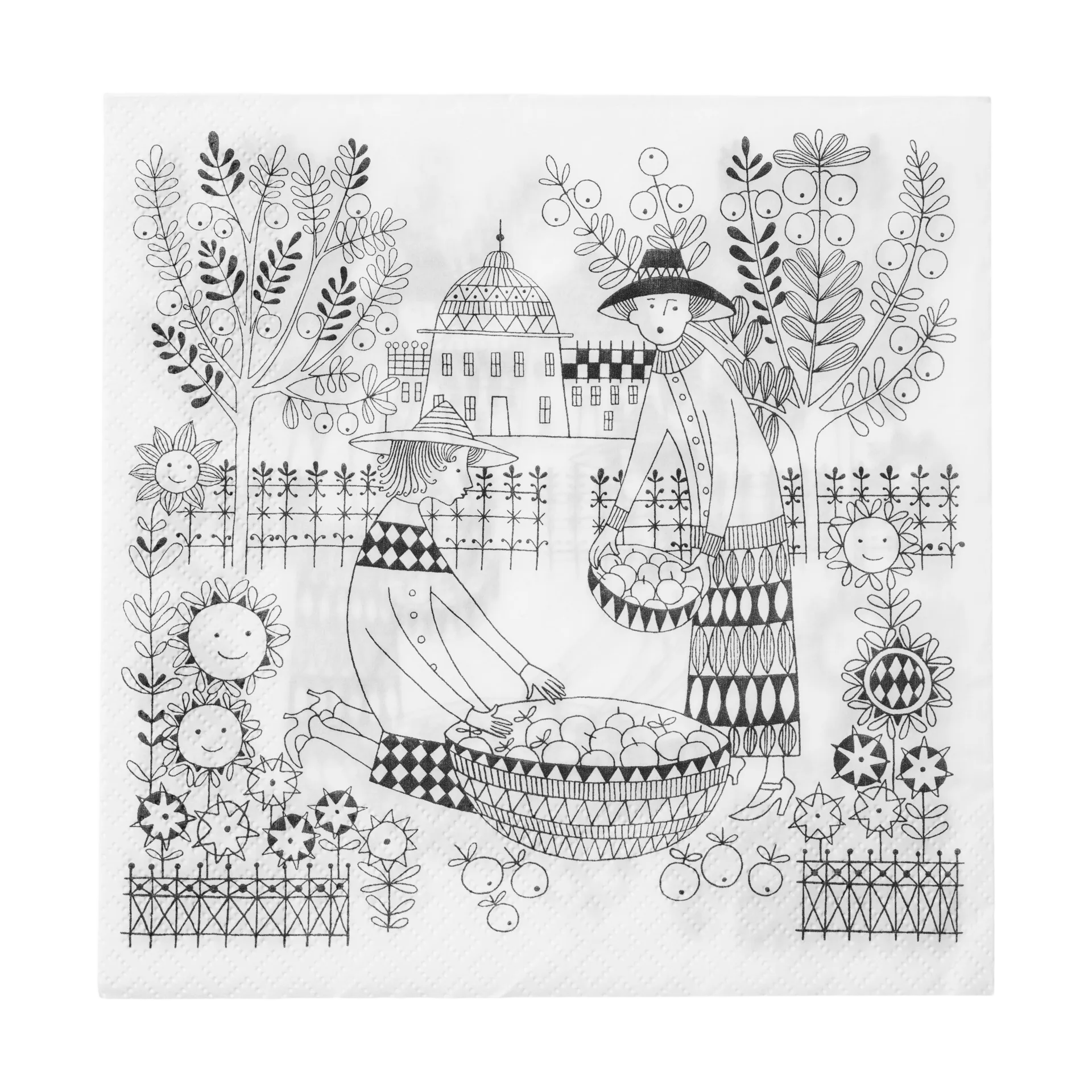 Emilia 艾米丽系列 纸巾 33x33cm (20片装), 黑白 Arabia