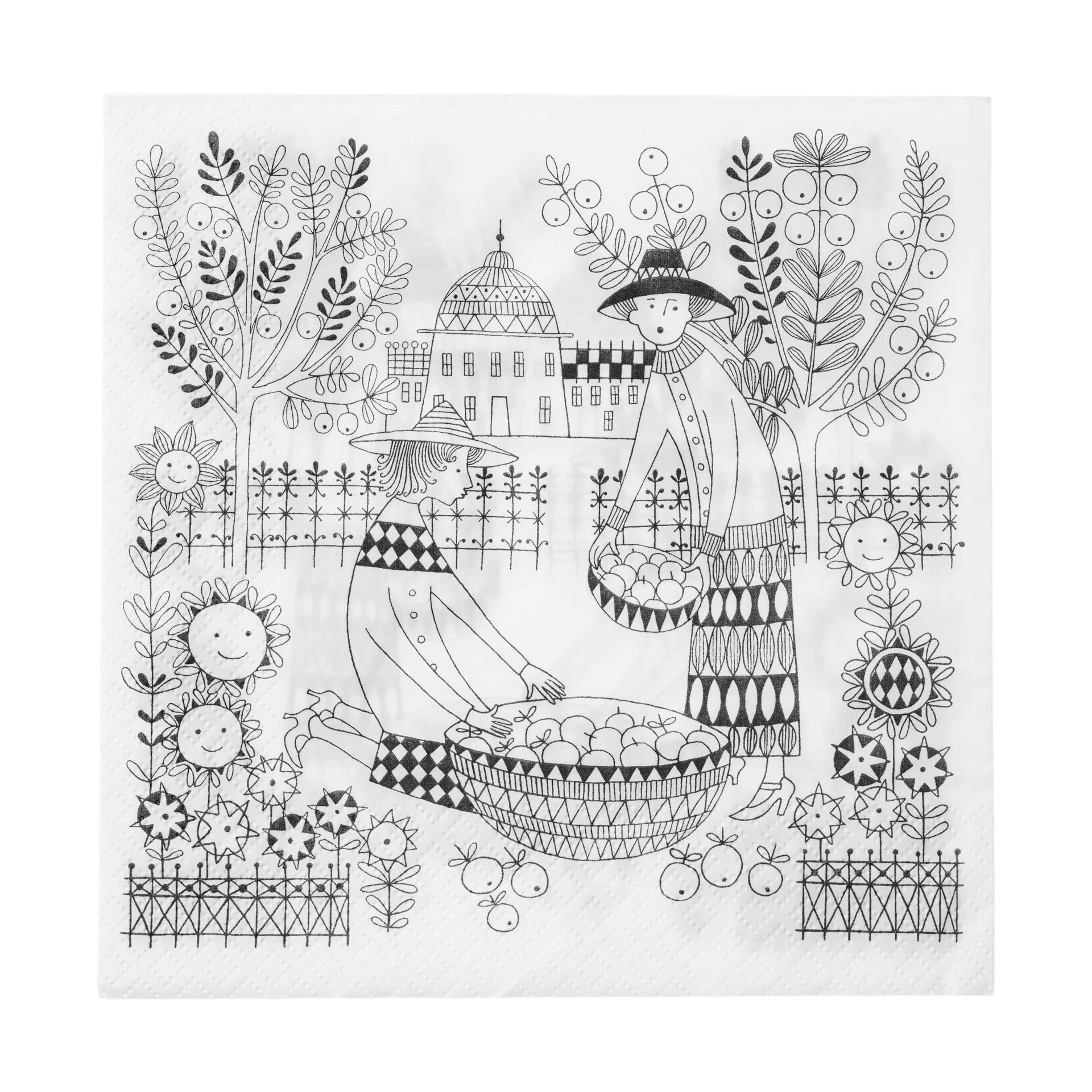 Emilia paper napkins 33x33 cm 20件装, 黑色-白色 Arabia