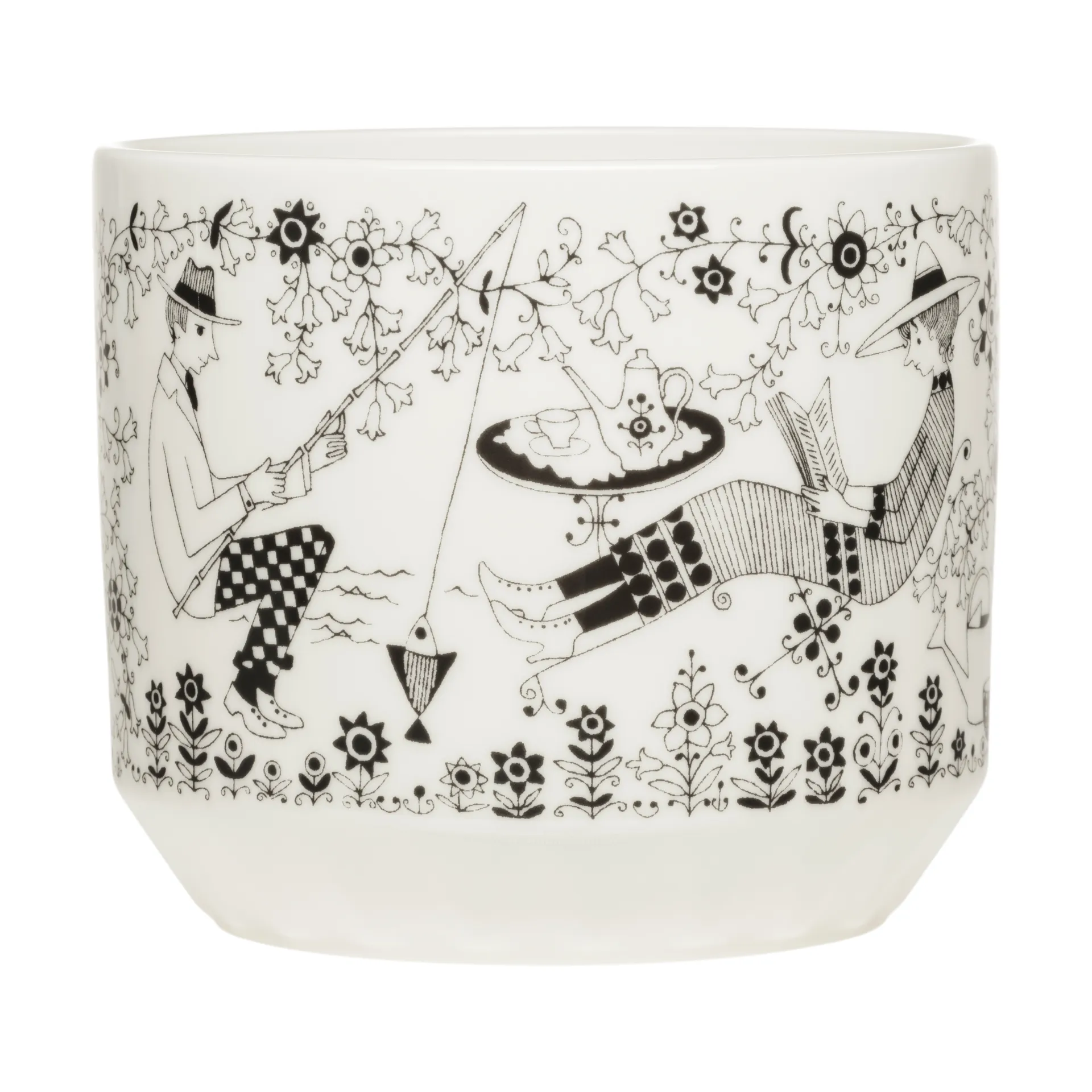 Emilia pot Ø14 cm, 黑色-白色 Arabia