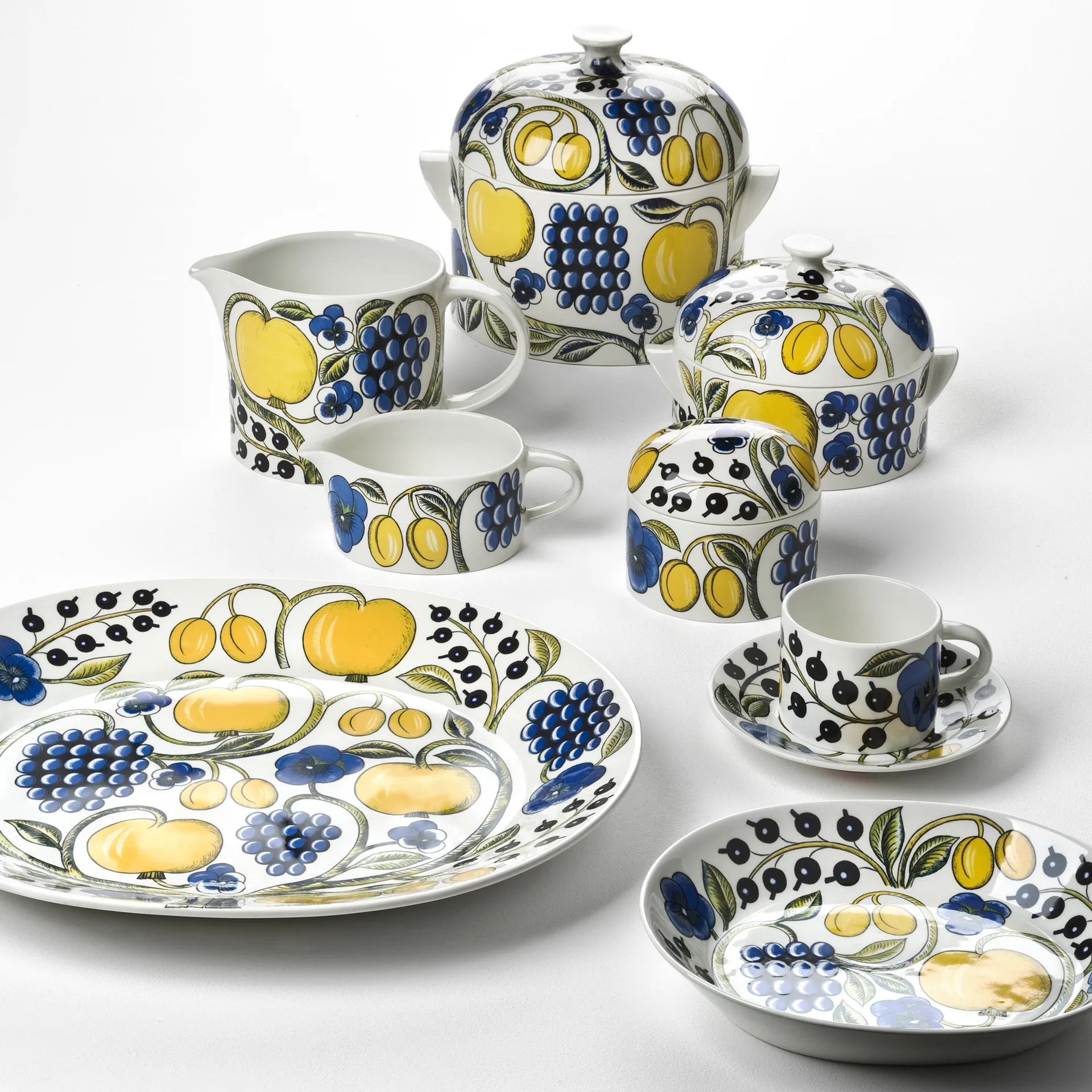 Paratiisi | 硕果  带盖储物罐/密封罐, 白色底-彩色图案 Arabia