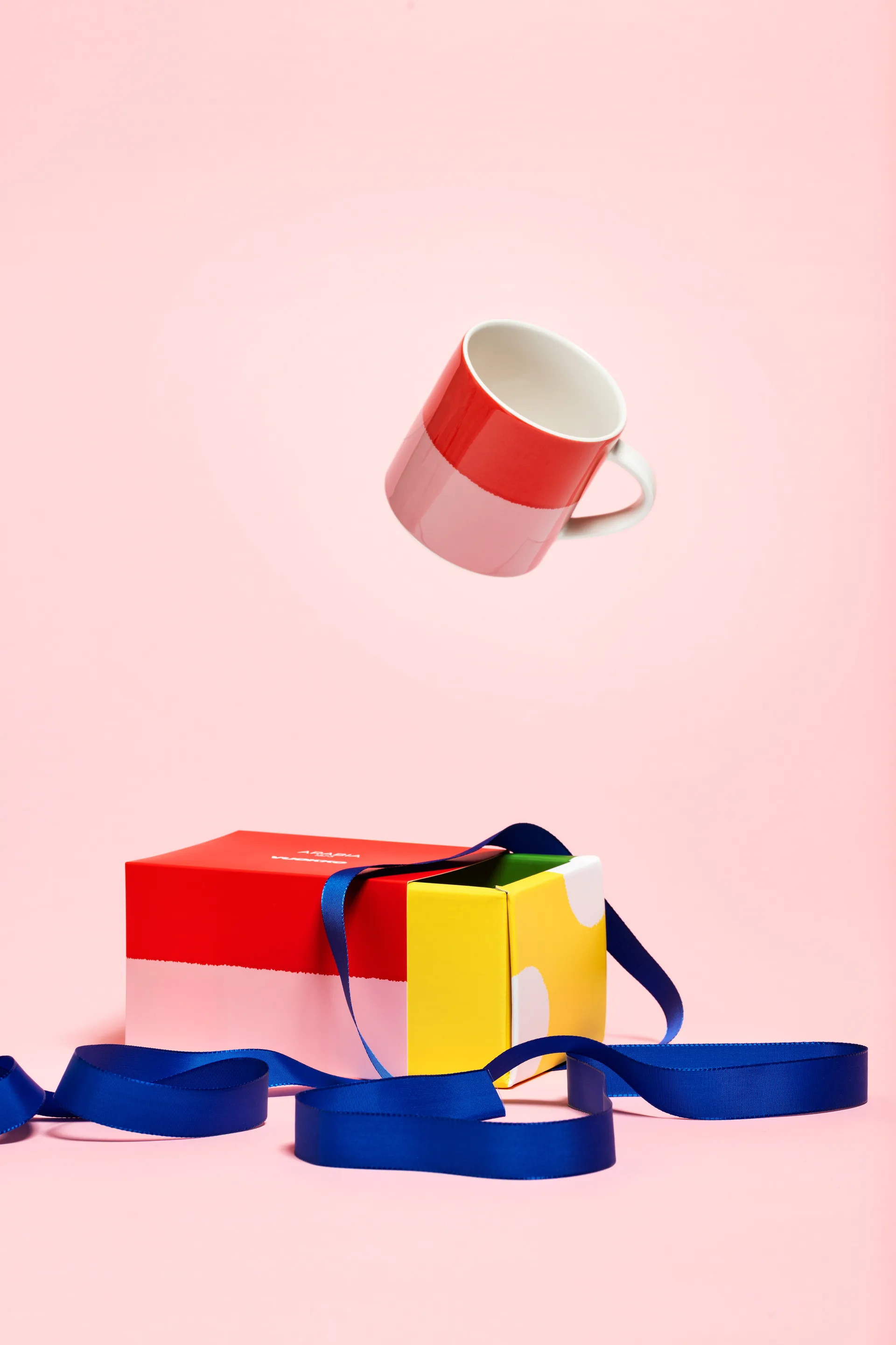 Vuokko 马克杯 35 cl, 2色宽条纹_马克杯_350ml_粉色-红色 Arabia