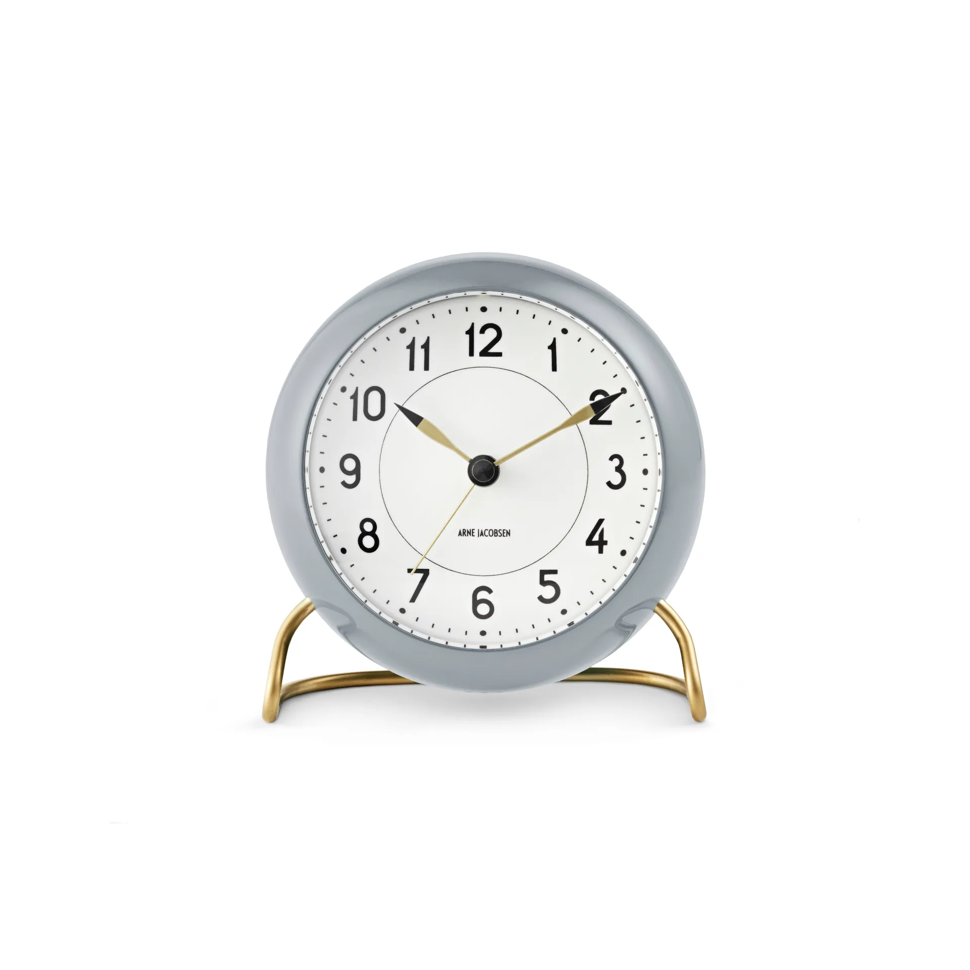 AJ Station clock 12 cm, 灰色-白色 Arne Jacobsen Clocks