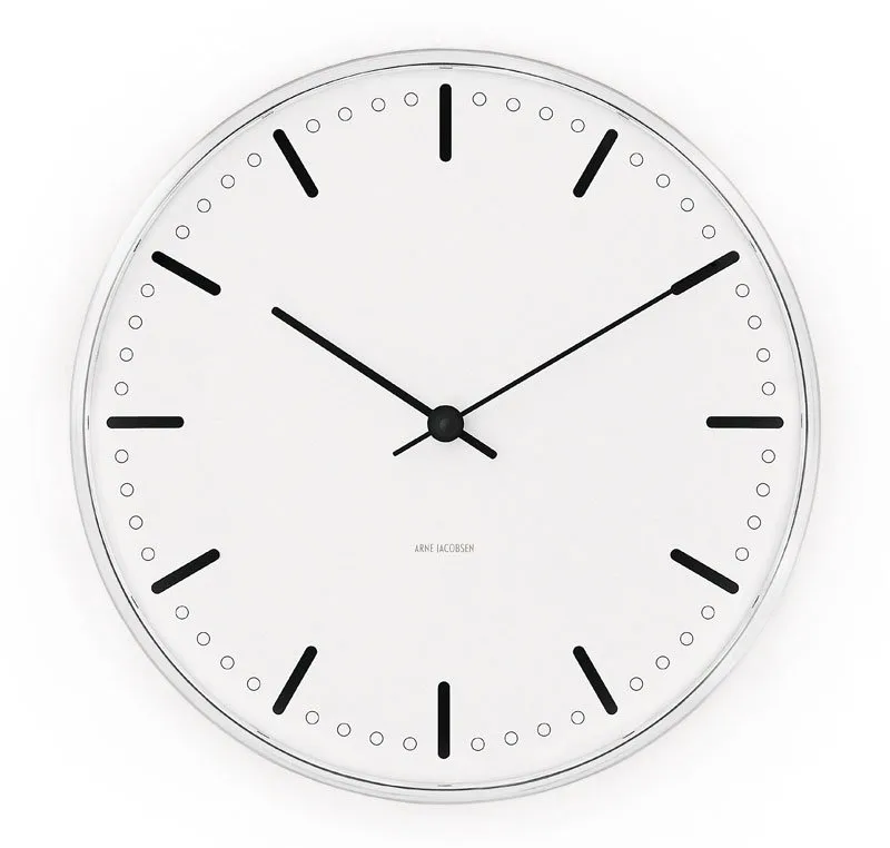 Arne Jacobsen City Hall, 白色, Ø21 cm Arne Jacobsen Clocks