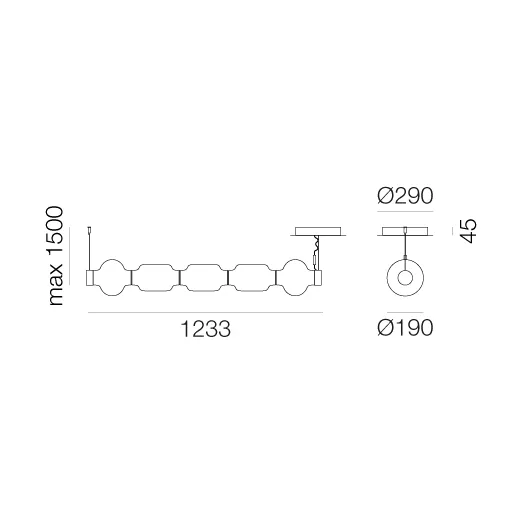 Alambicco horisontal pendel, appstyrd,  Artemide
