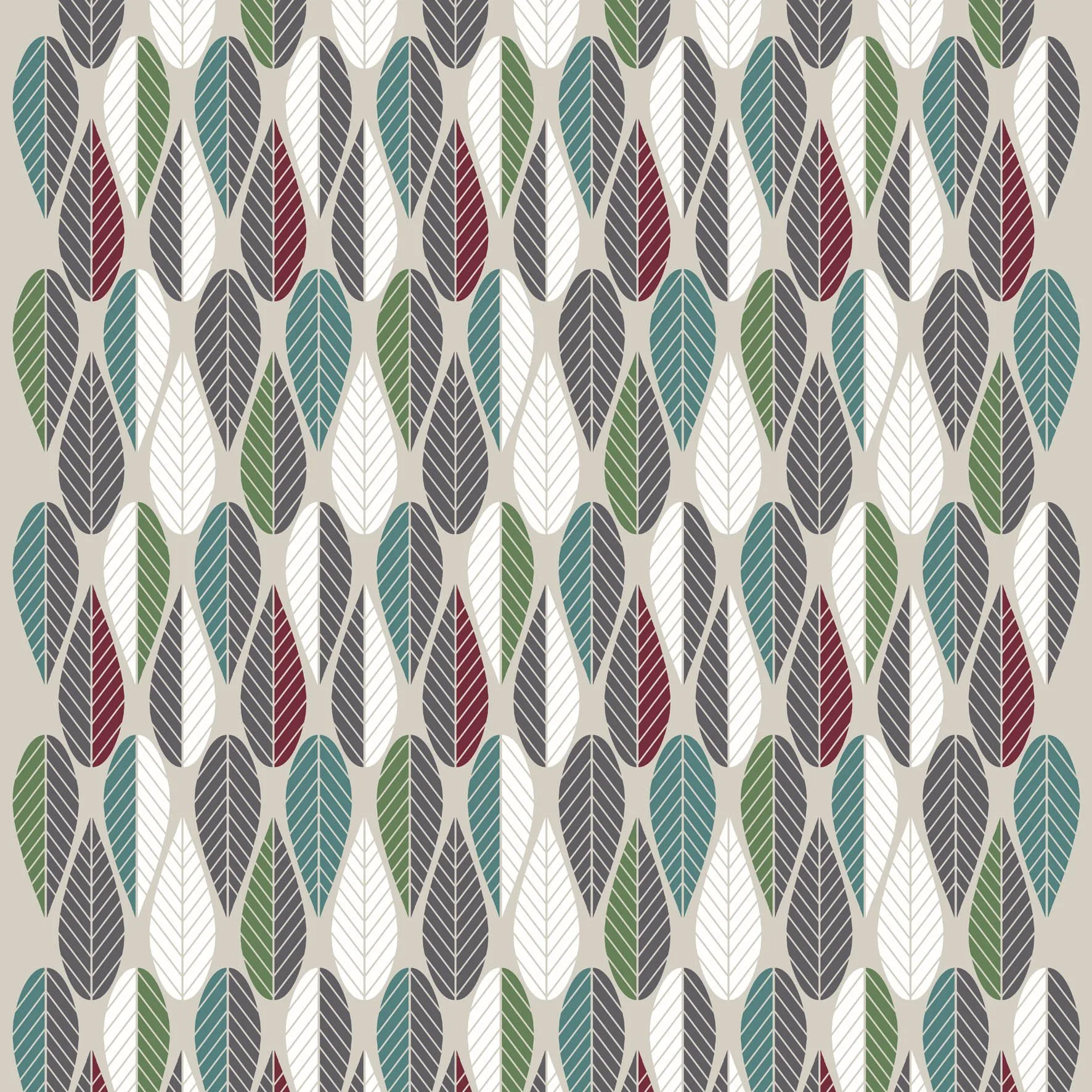 Blader 纺织品 (fabric), burgundy-绿色-灰色 Arvidssons Textil