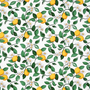 Citronlycka 面料 - 白色 - Arvidssons Textil