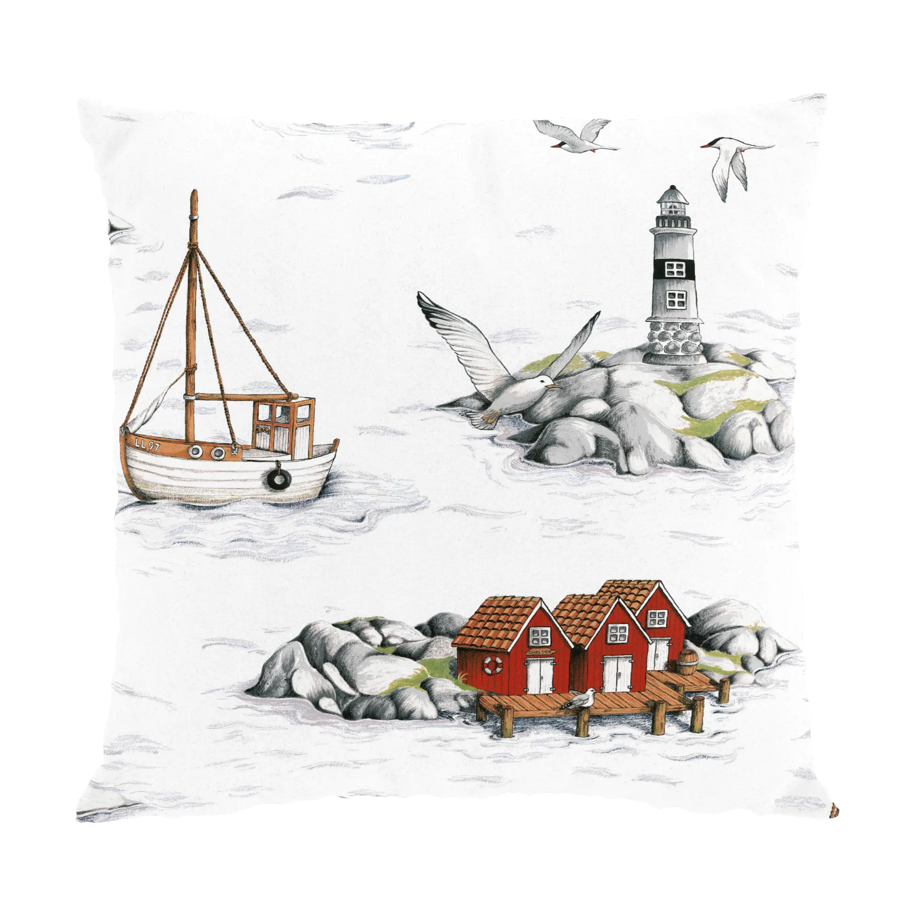 Fiskeskär 靠枕套 47x47 cm, 白色 Arvidssons Textil