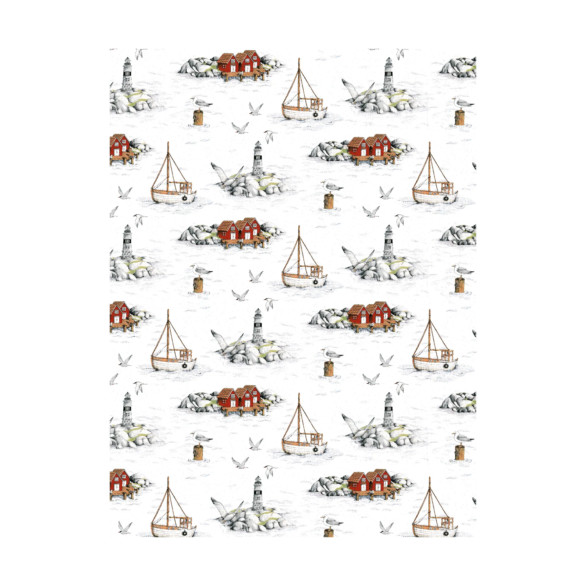 Fiskeskär 纺织品, 白色 Arvidssons Textil