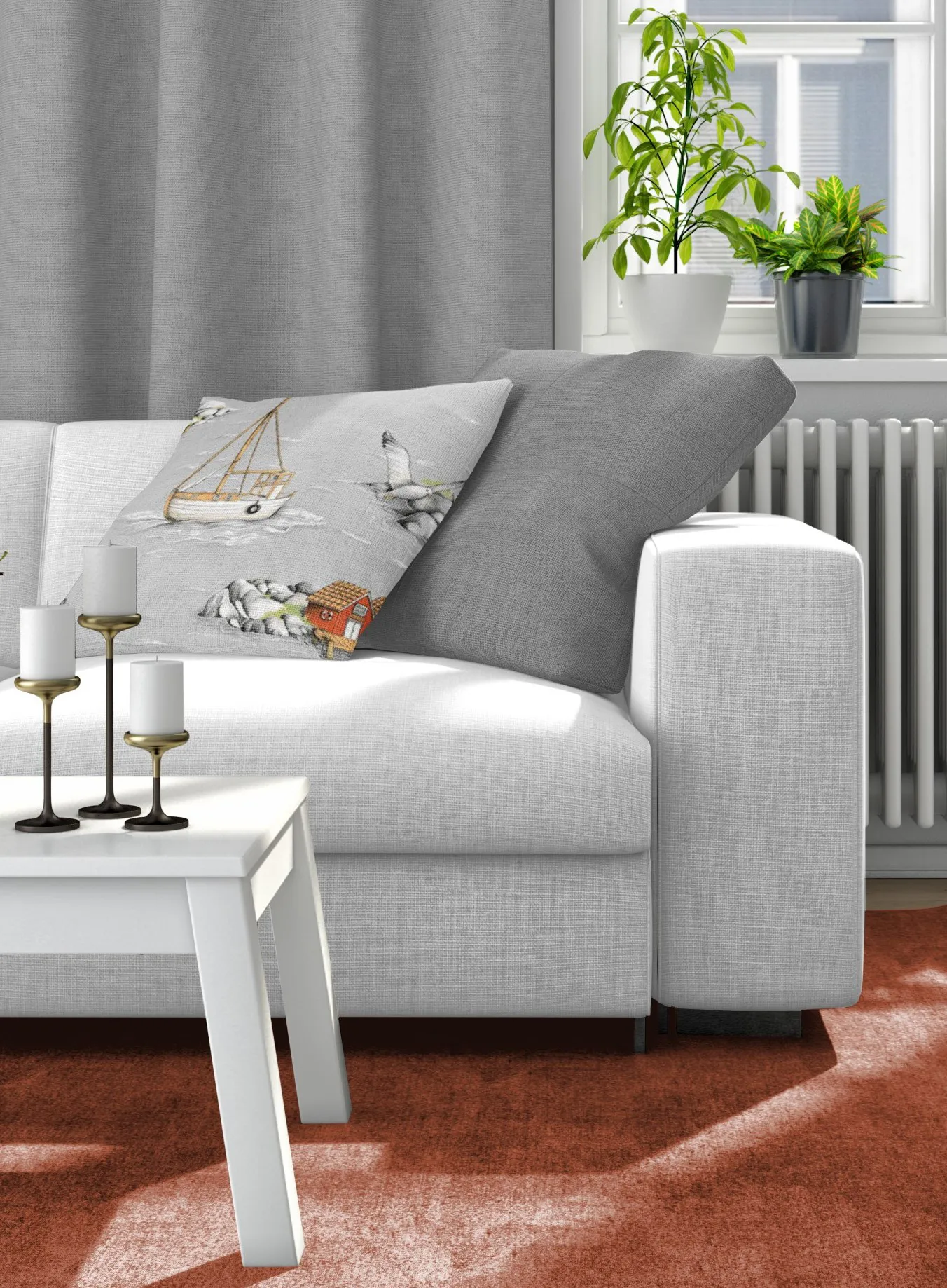 Fiskeskär靠垫套47x47cm, 灰色 Arvidssons Textil