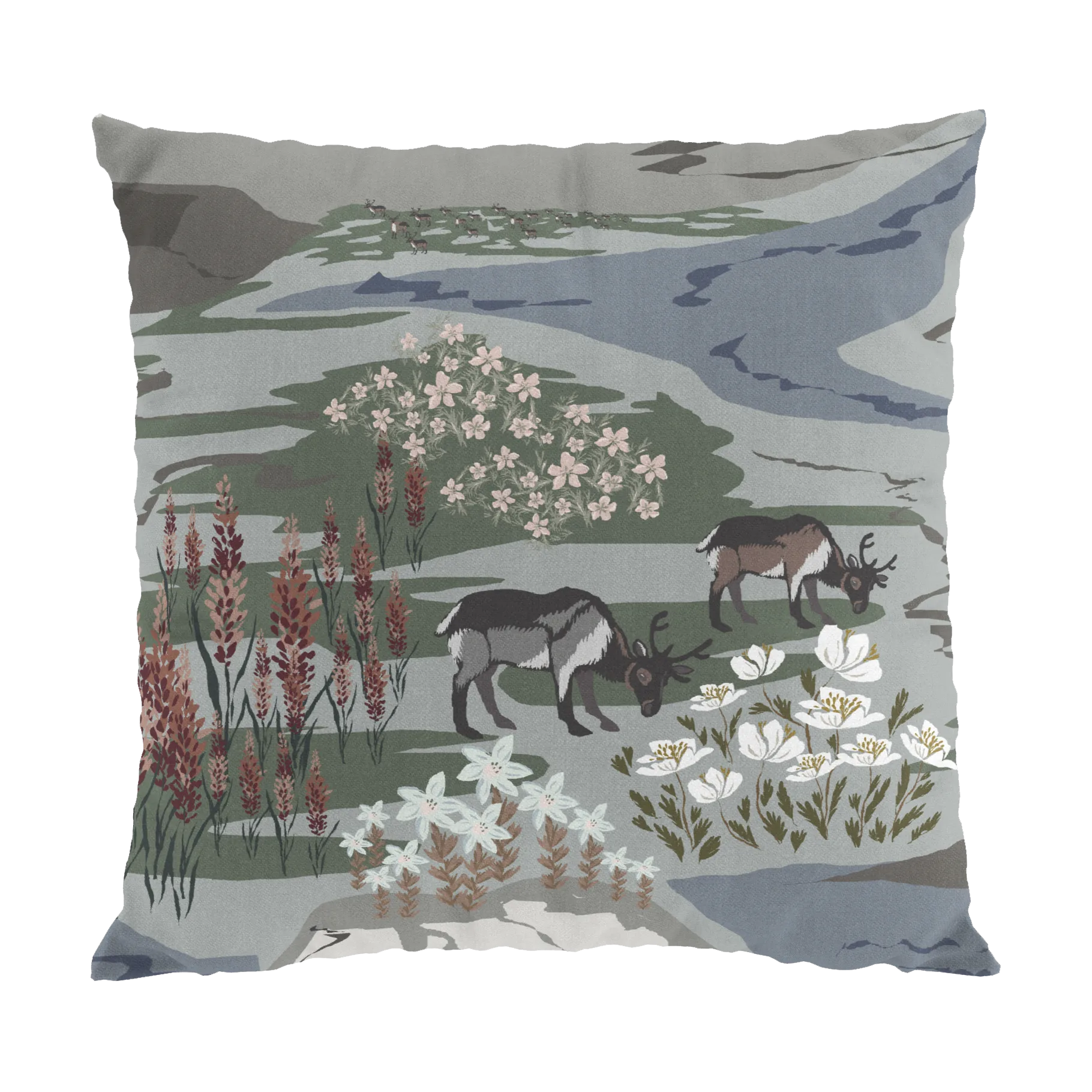 Fjällängar 抱枕套 47x47cm, 灰色_绿色 Arvidssons Textil