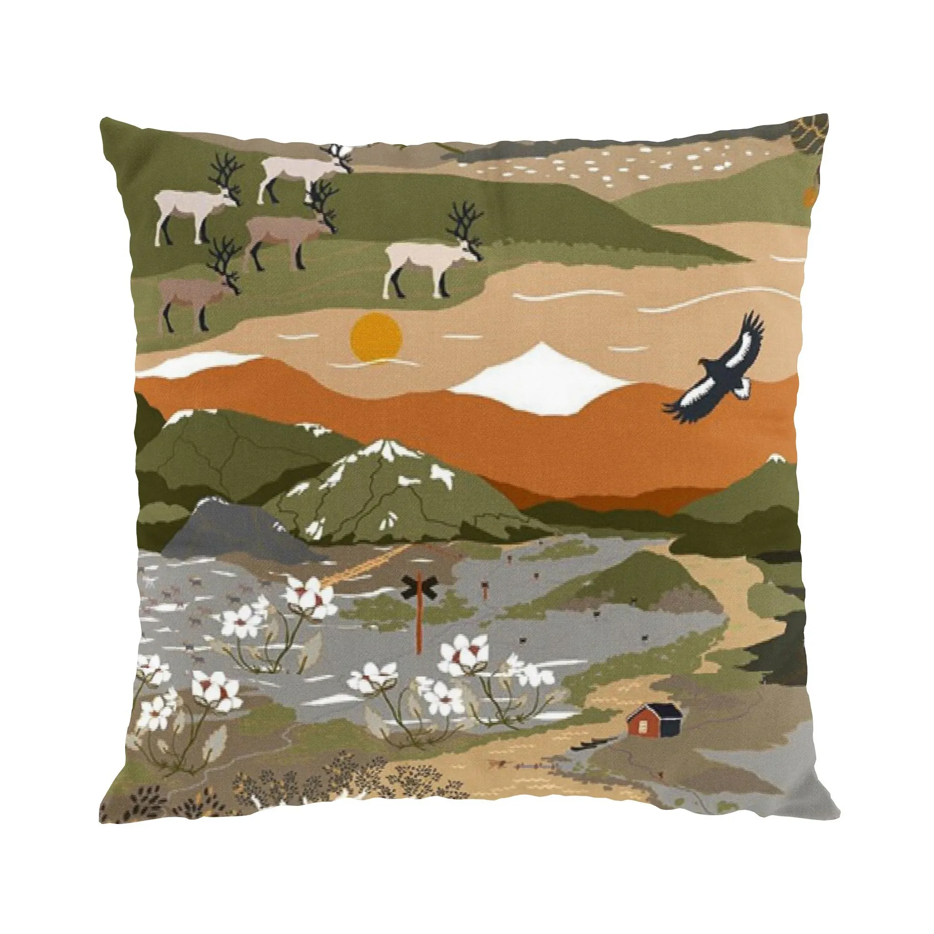 Fjällvandring 靠垫套47x47cm, 绿色_铁锈色 Arvidssons Textil