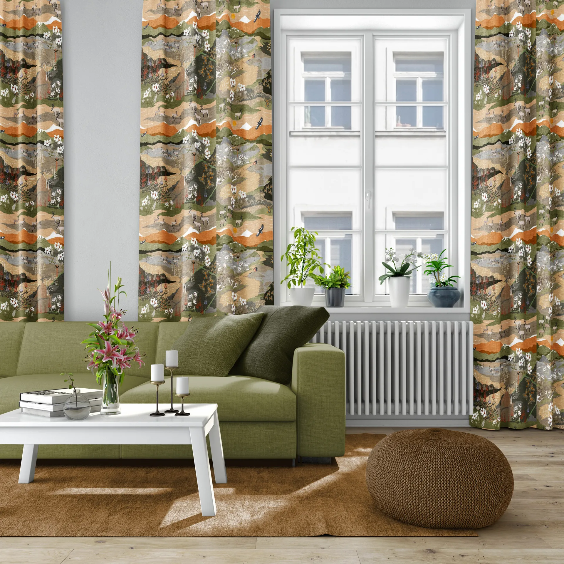 Fjällvandring 纺织品, 绿色-rust Arvidssons Textil