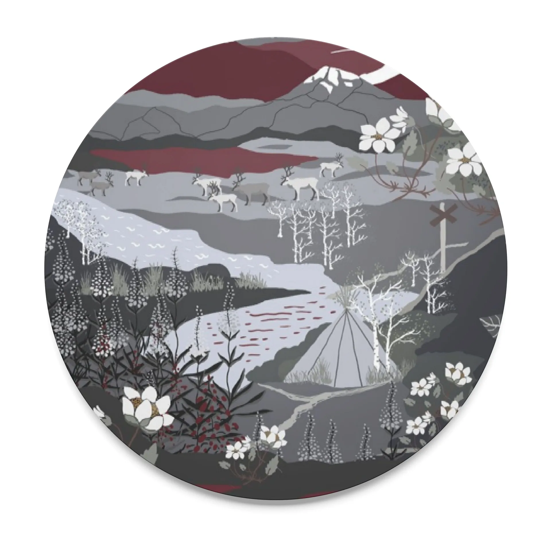 Fjällvandring trivet, 灰色-burgundy Arvidssons Textil