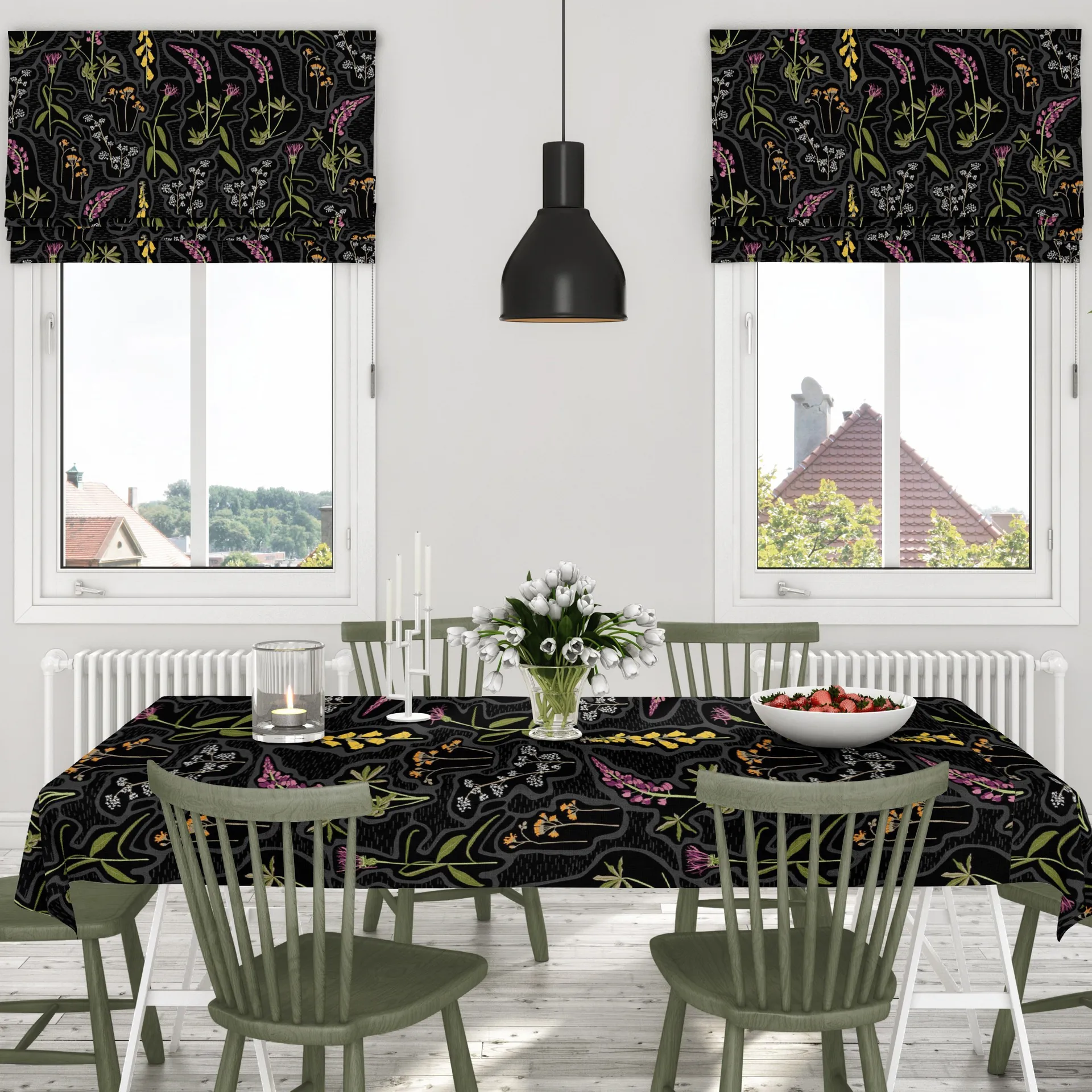Florens oilcloth, 黑色-multi Arvidssons Textil