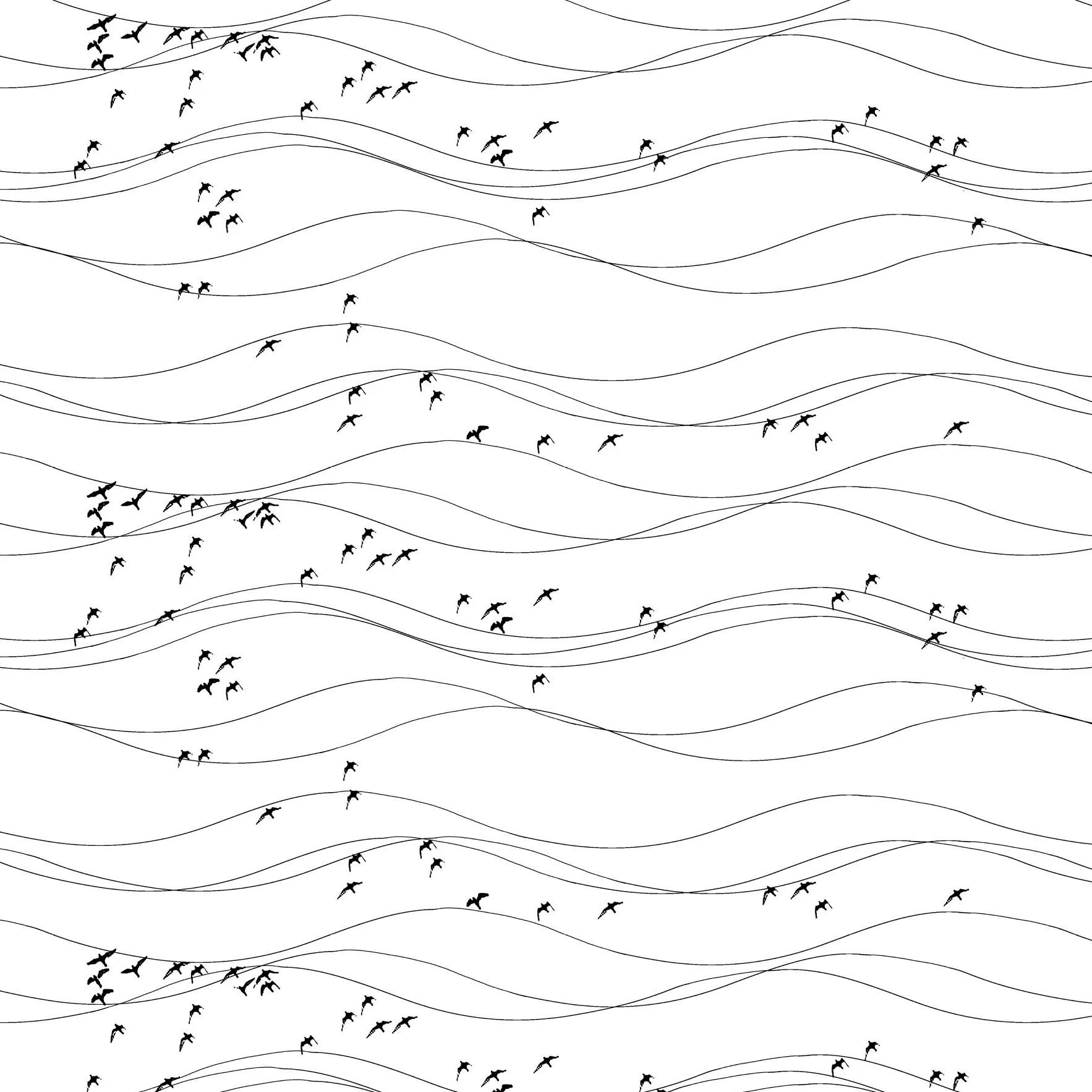 Flyttfåglar 面料, 黑色 Arvidssons Textil