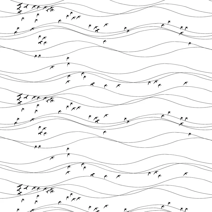 Flyttfåglar 面料 - 黑色 - Arvidssons Textil