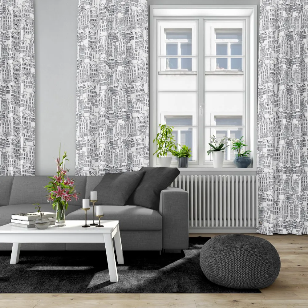 Gamlastan 纺织品 (fabric), 黑色-白色 Arvidssons Textil