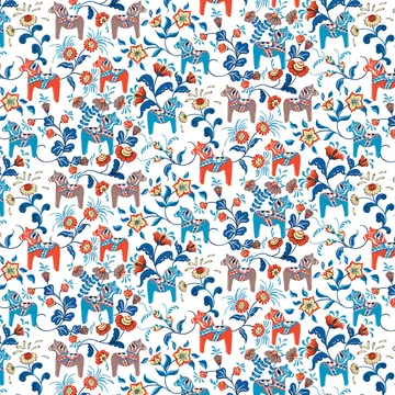 Leksand 油布 - 蓝色_橙色 - Arvidssons Textil