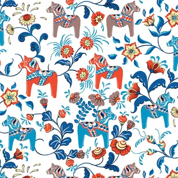 Leksand 油布 - 蓝色_橙色 - Arvidssons Textil