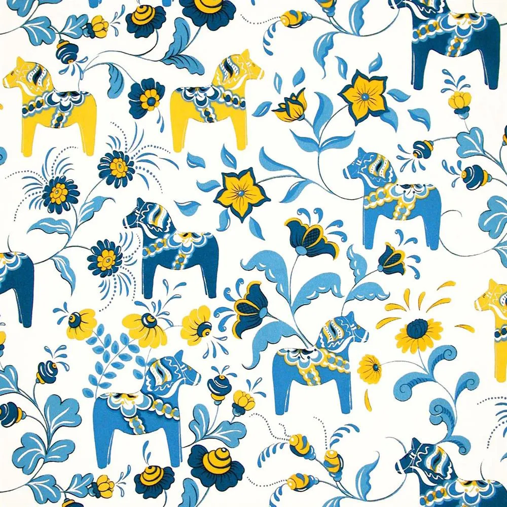 Leksand 面料, 蓝色_黄色 Arvidssons Textil