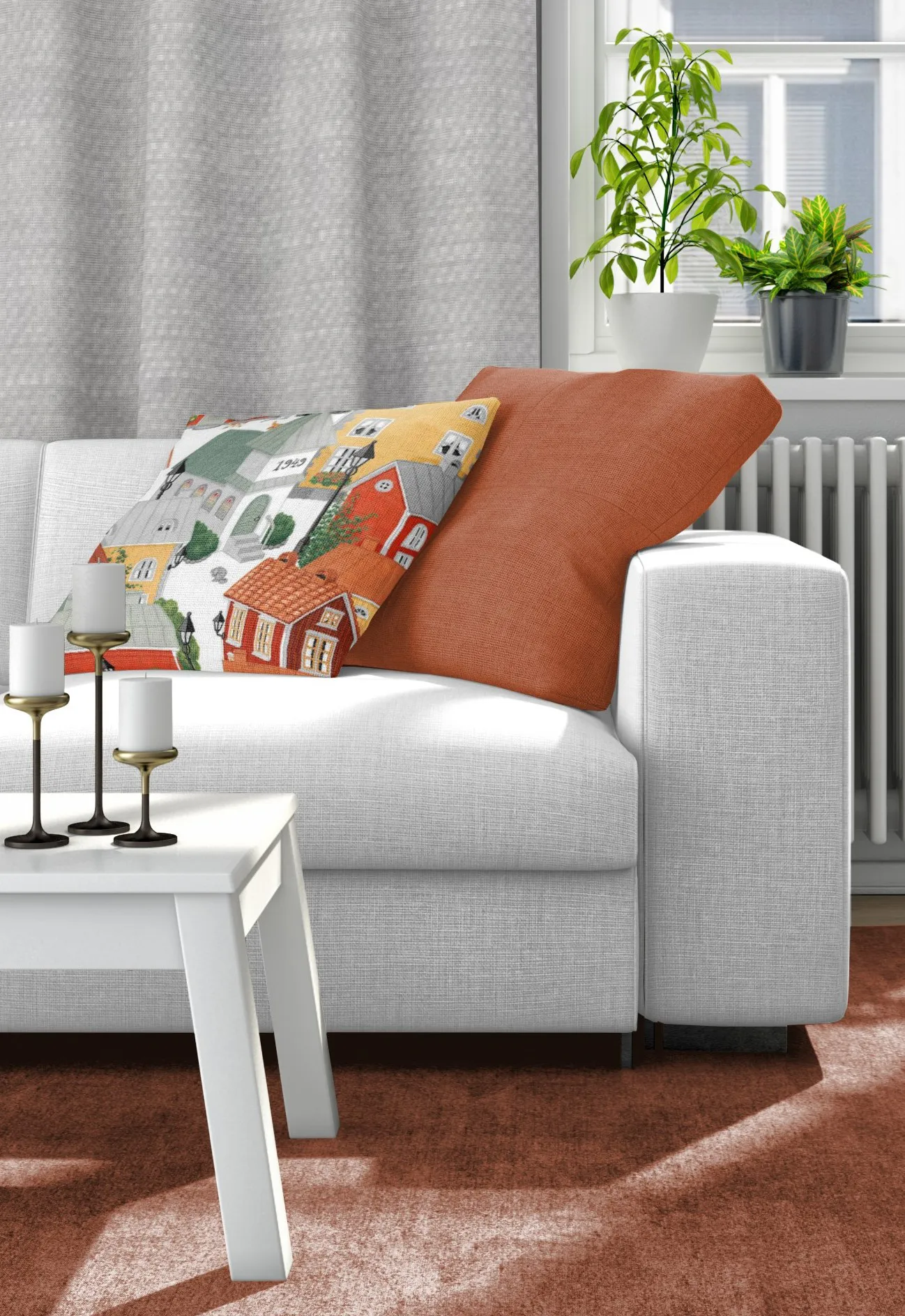 Lyckeby blommar枕套, 红色_橙色 Arvidssons Textil