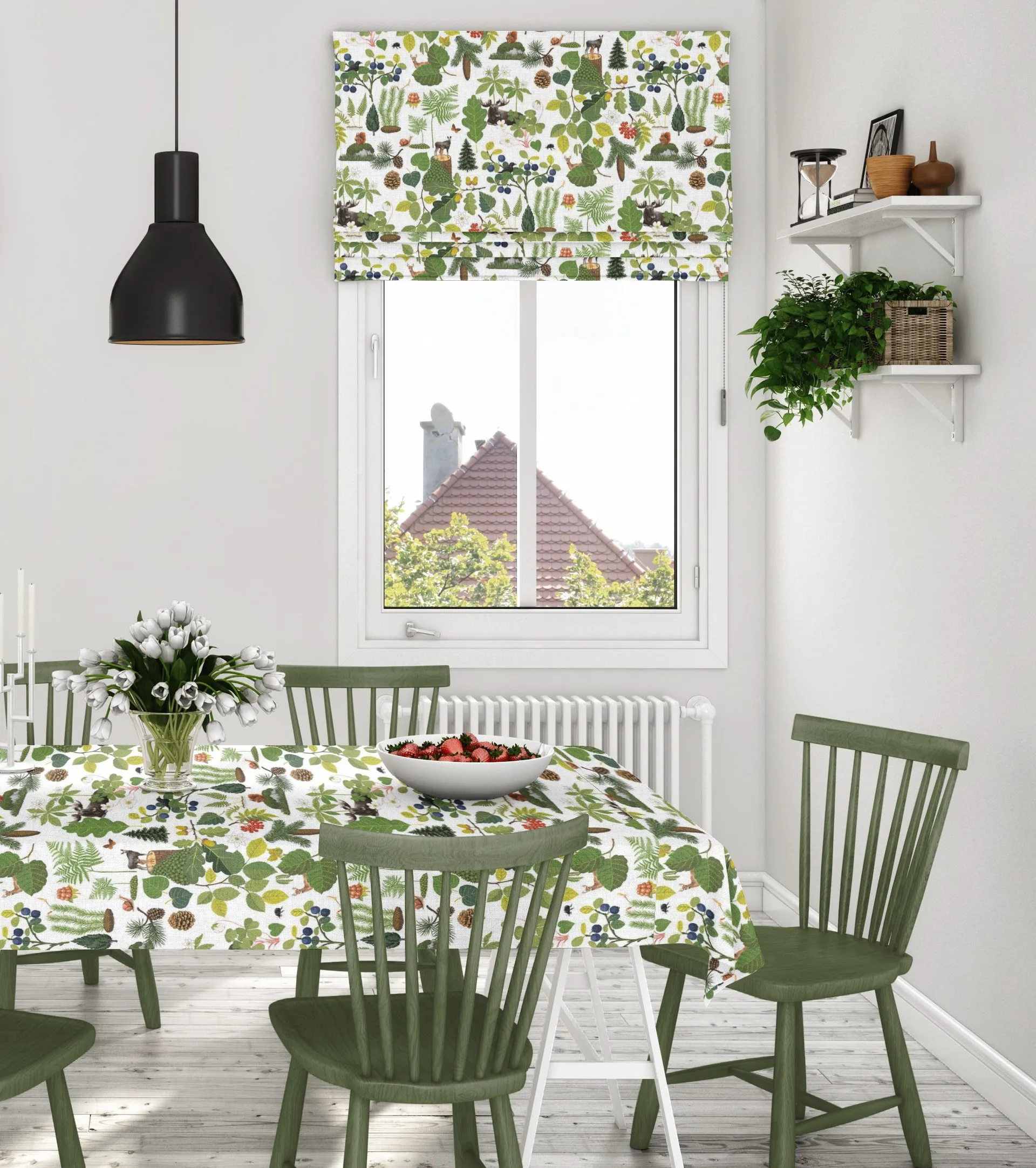 Skogsliv oilcloth, 绿色 Arvidssons Textil