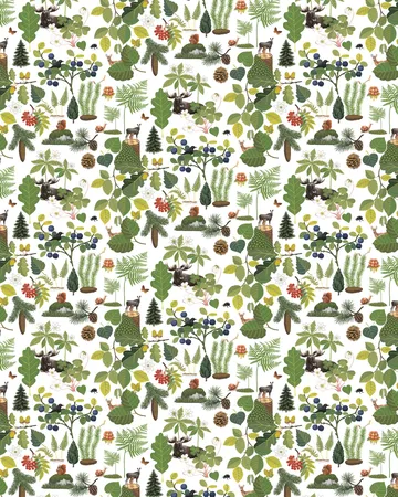 Skogsliv油布 - 绿色 - Arvidssons Textil