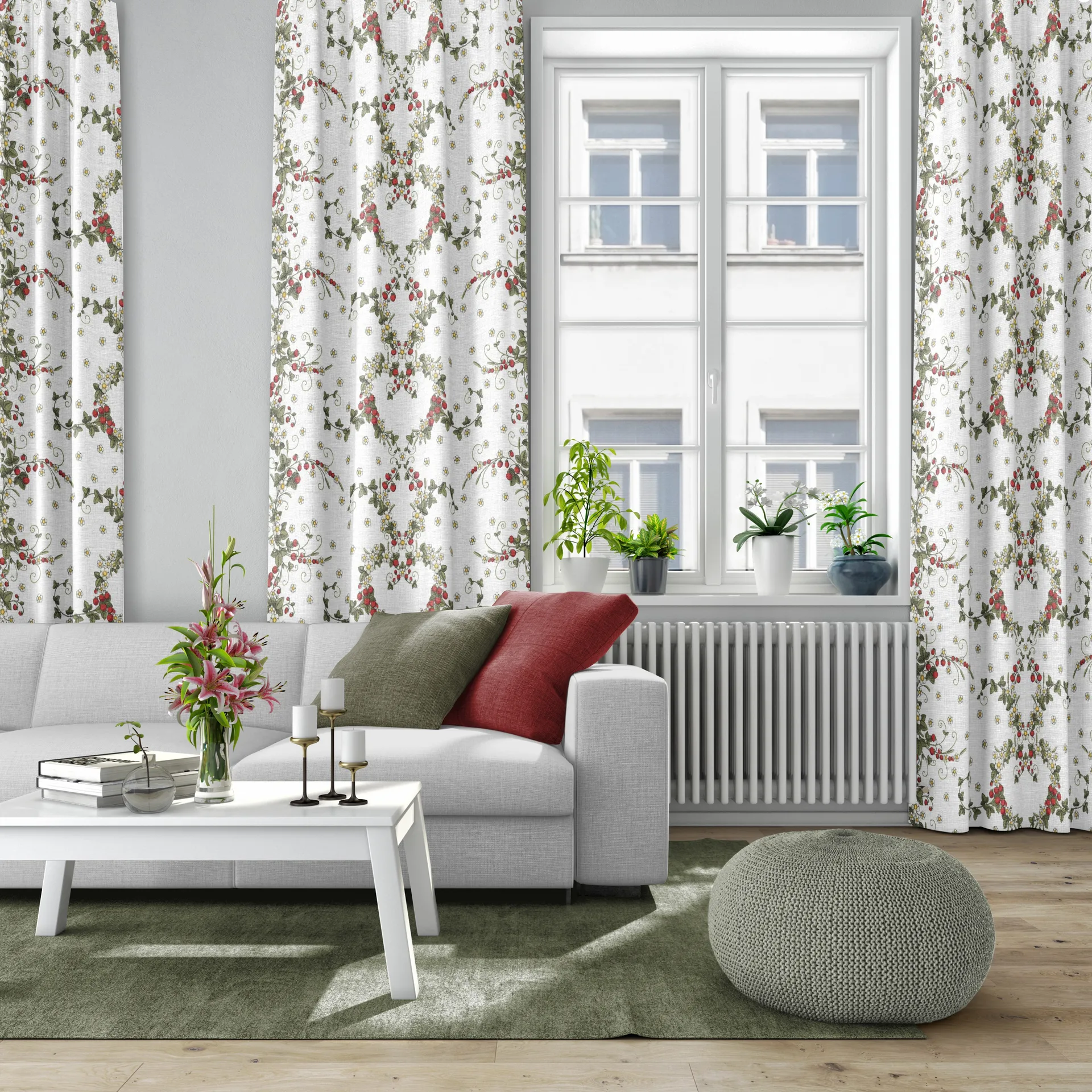 Smultronstället fabric, Off 白色 Arvidssons Textil