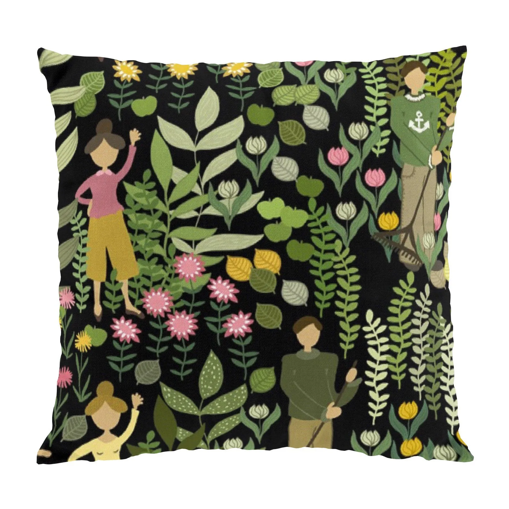 Trädgård 靠垫套47x47cm, 黑色_绿色 Arvidssons Textil