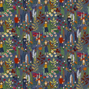 Trädgård 面料 - 蓝色 - Arvidssons Textil