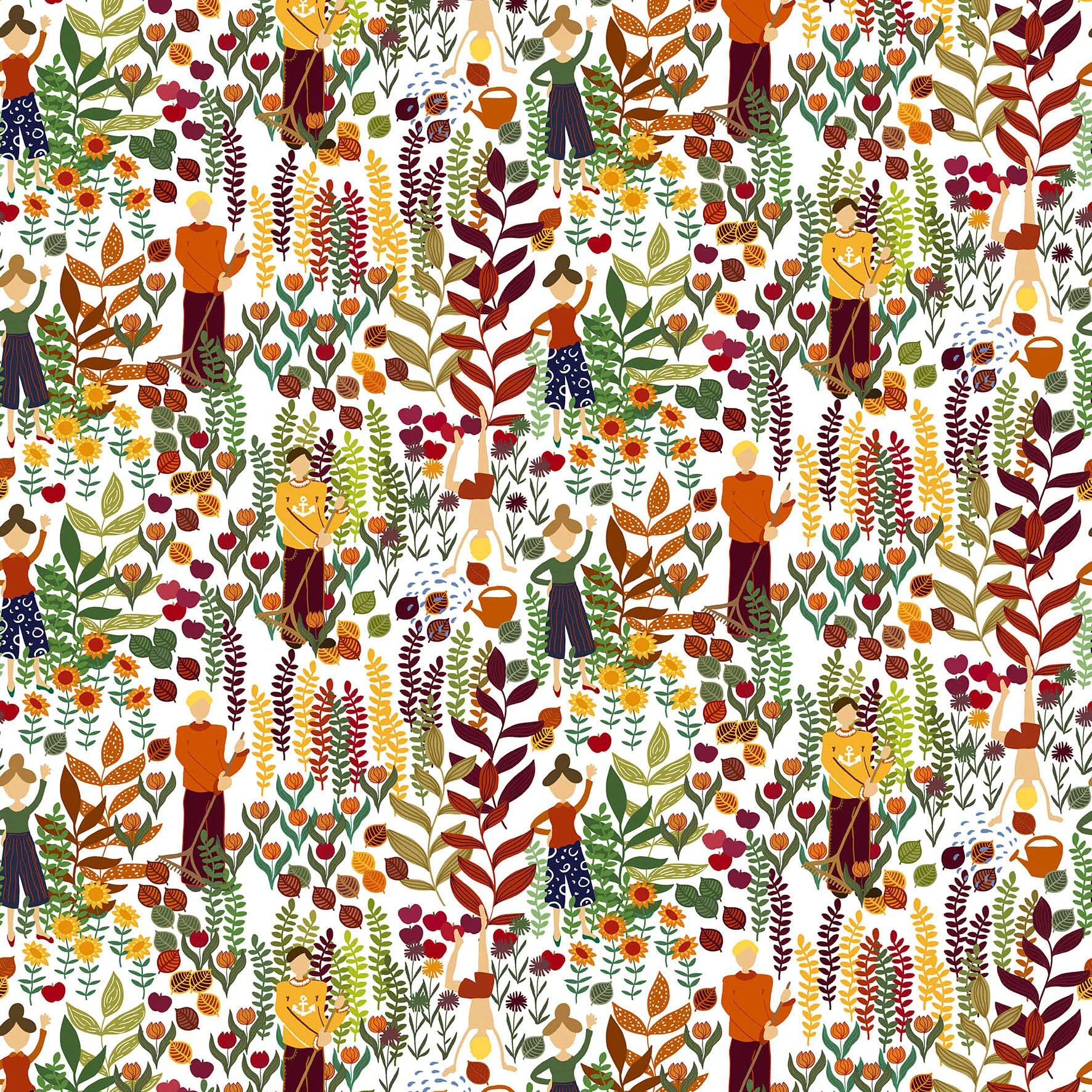 Trädgård 面料, 铁锈色 Arvidssons Textil