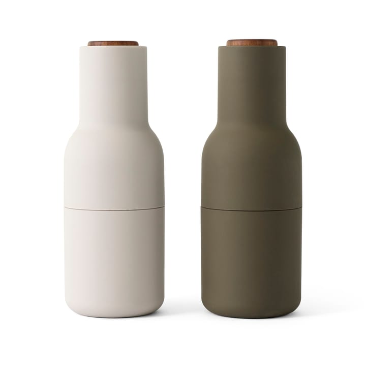 Bottle Grinder 调料研磨瓶两件套装 - 绿色-米色 (胡桃木盖子) - Audo Copenhagen