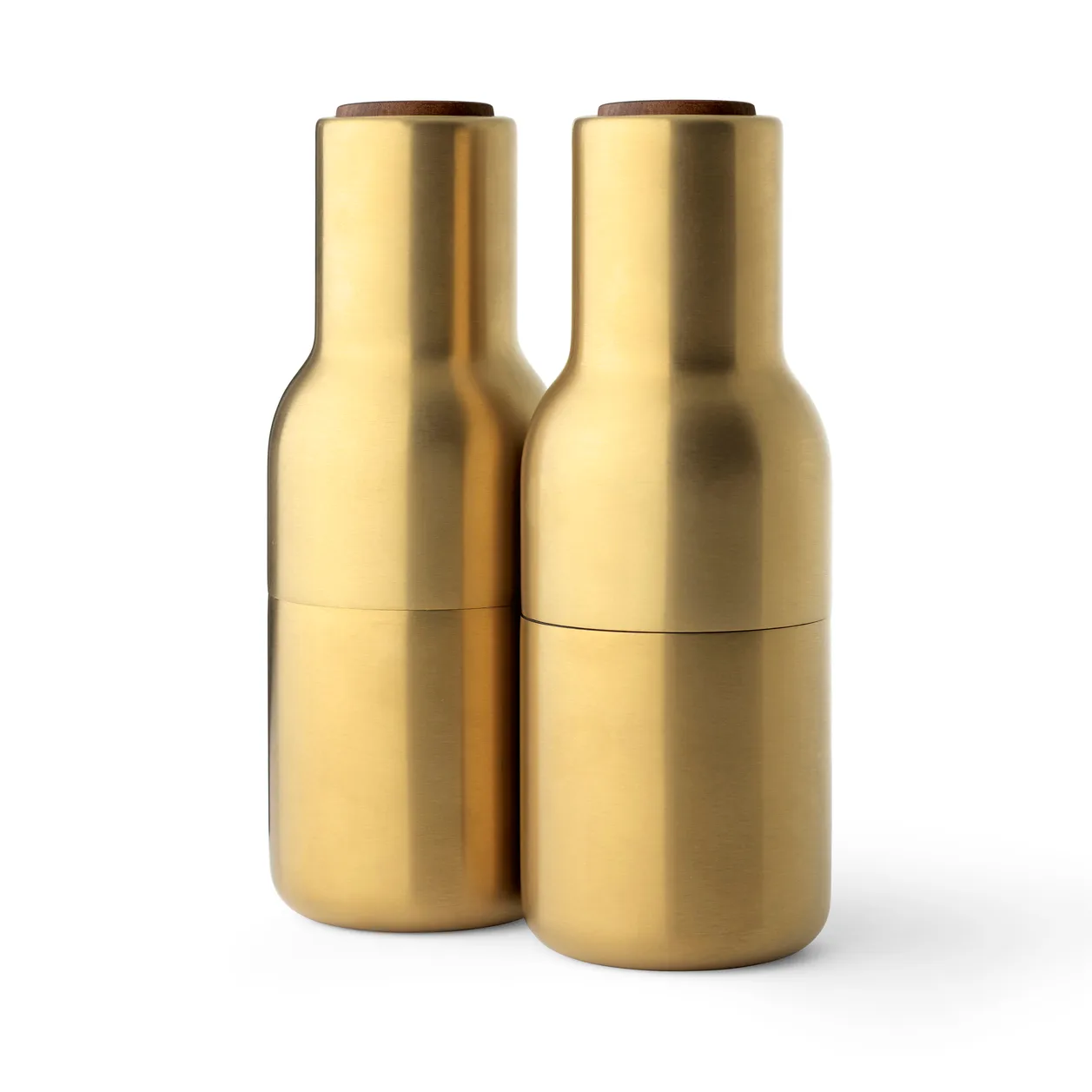 Bottle Grinder 金属香料研磨器 2个装, 拉丝黄铜_胡桃木盖 Audo Copenhagen