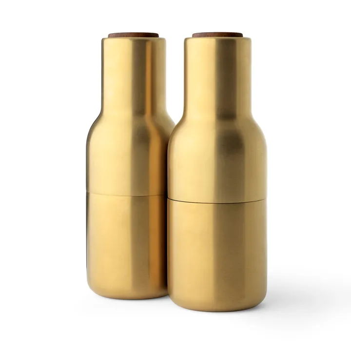 Bottle Grinder 金属香料研磨器 2个装 - 拉丝黄铜_胡桃木盖 - Audo Copenhagen