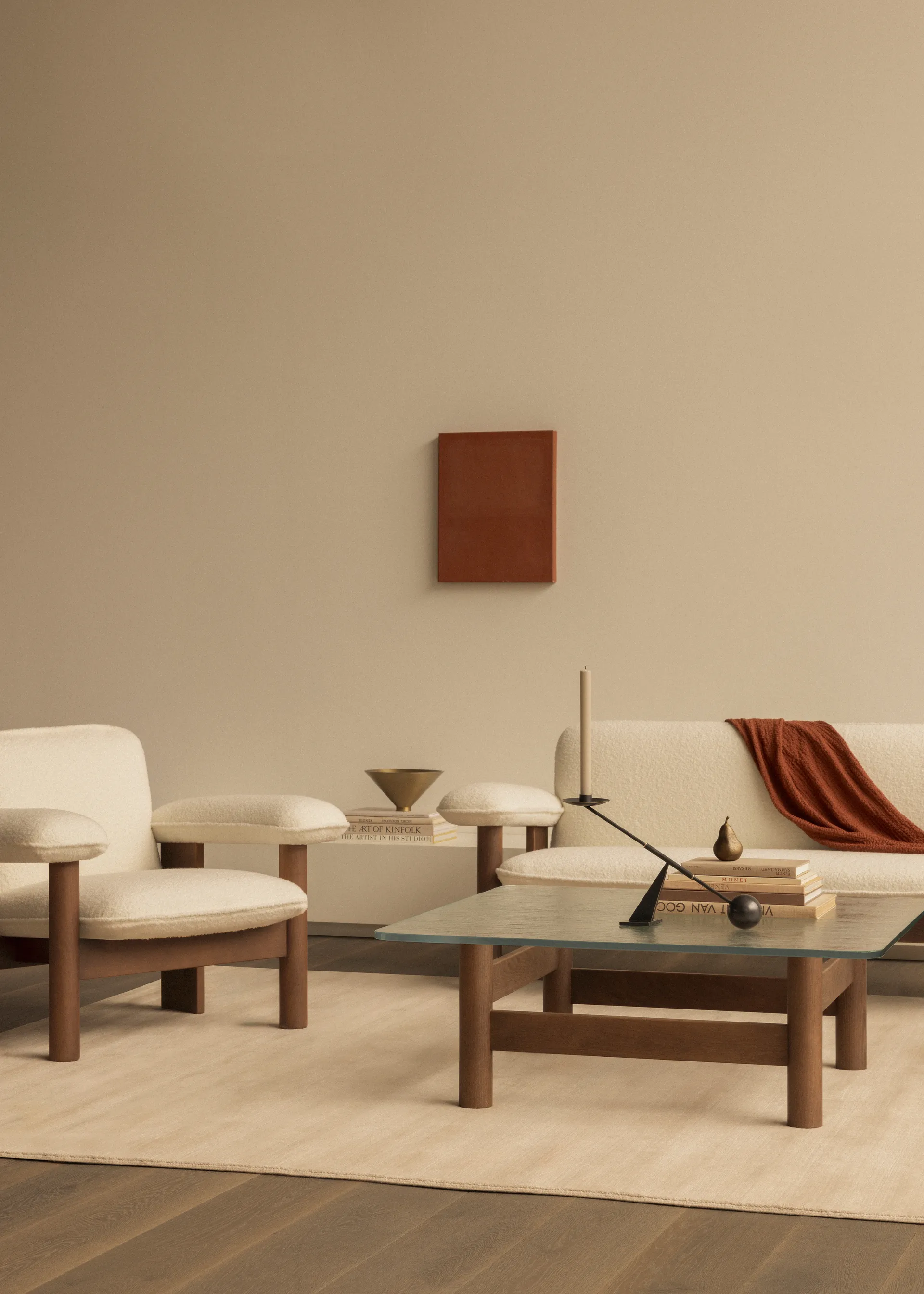 Brasilia 咖啡桌 100x100cm, 天然橡木_透明玻璃 Audo Copenhagen
