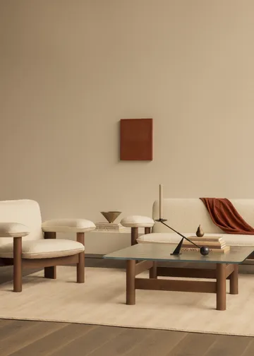 Brasilia 咖啡桌 100x100cm - 深色染色橡木_透明玻璃 - Audo Copenhagen