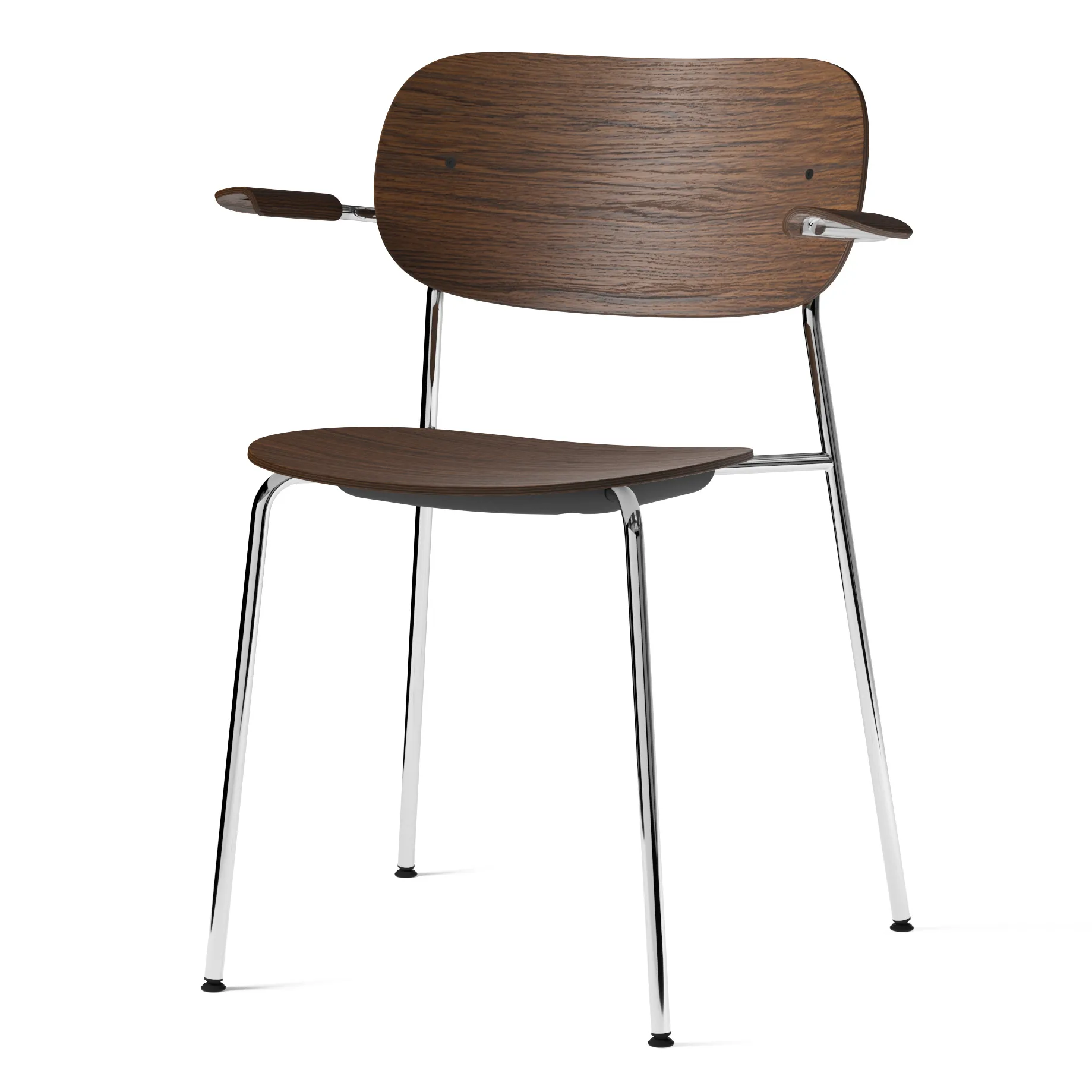 Co 椅子 with armrest chromed legs, dark-stained oak Audo Copenhagen