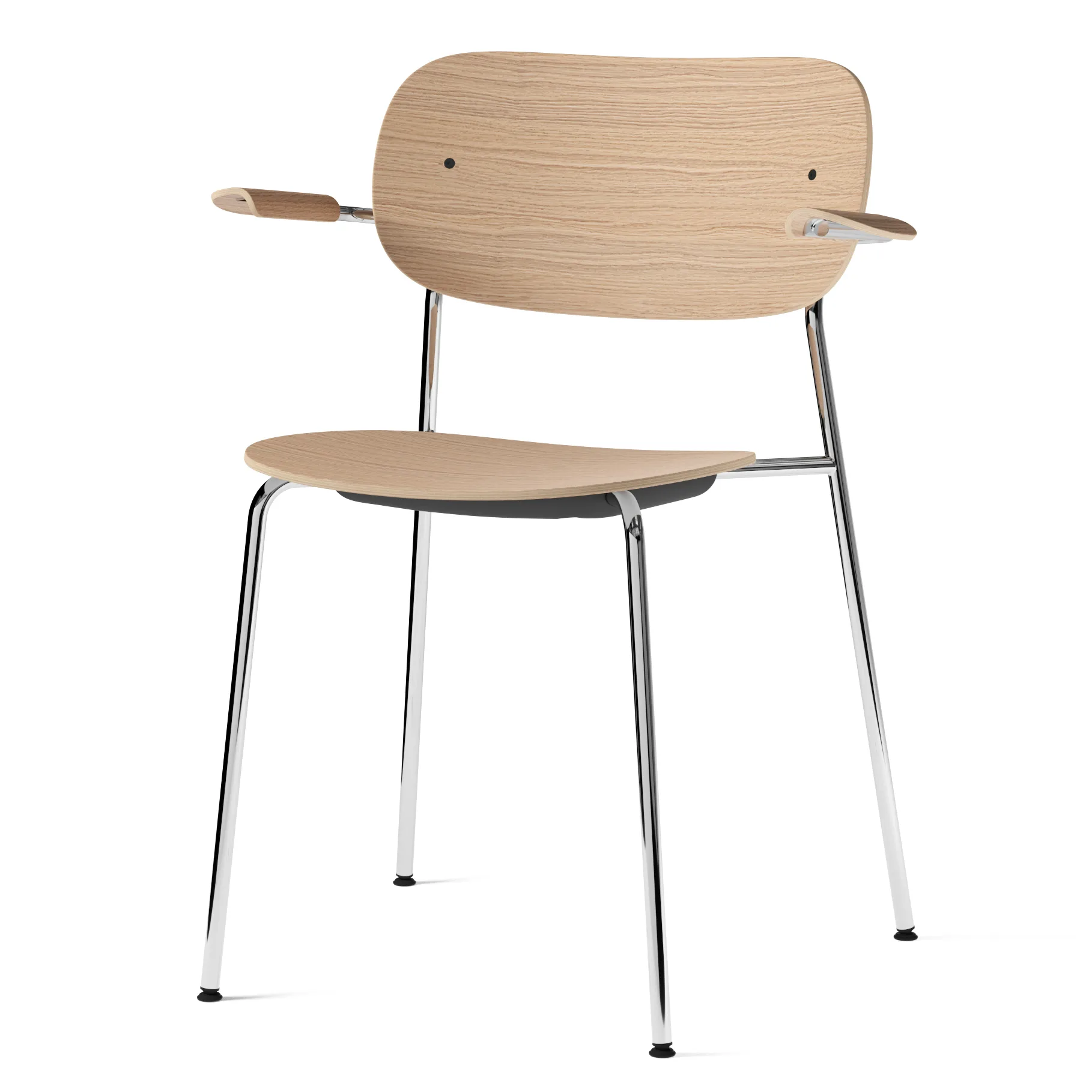 Co 椅子 with armrest chromed legs, oak Audo Copenhagen