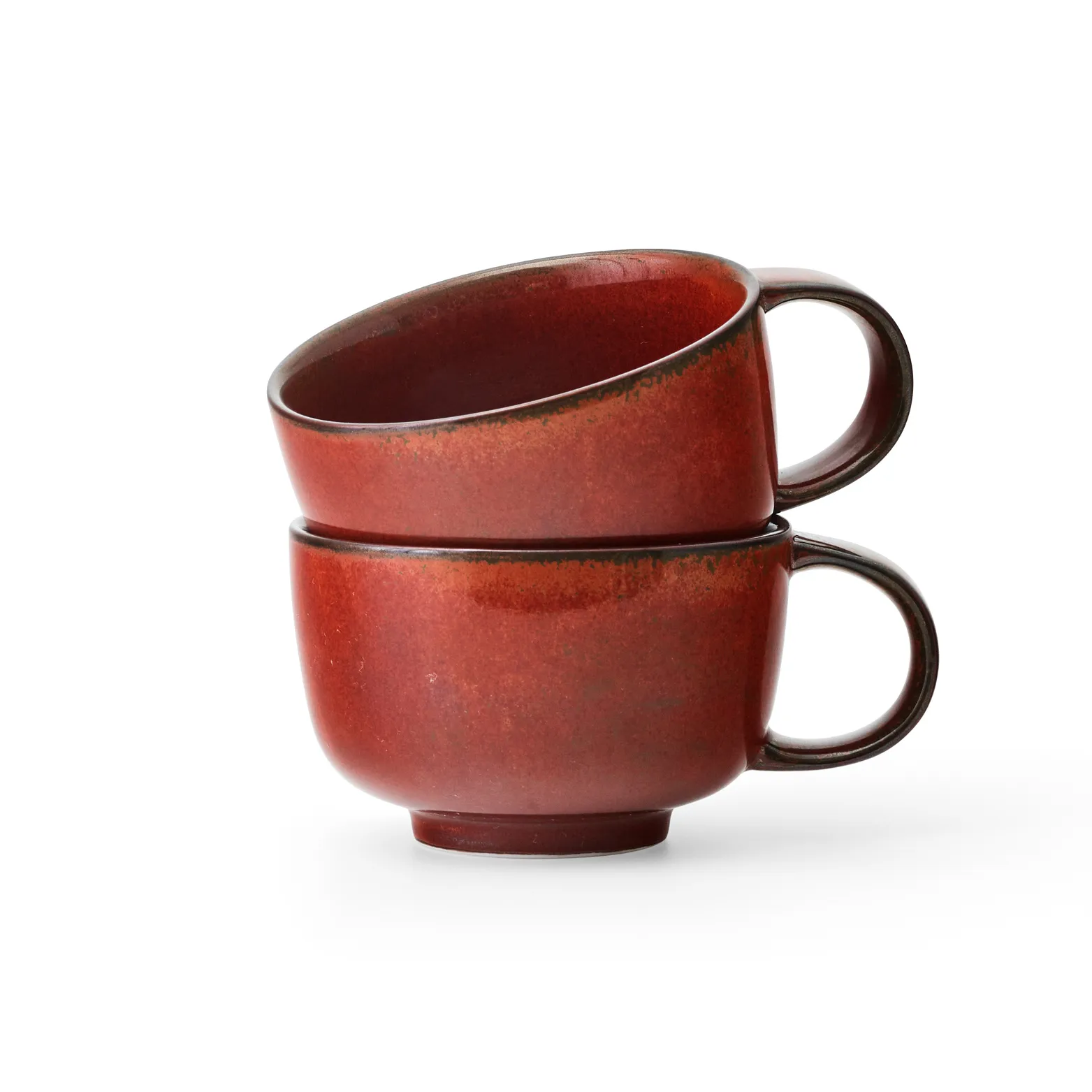 New Norm 带把手陶瓷杯子 25 cl 两件套装, 红釉 Audo Copenhagen