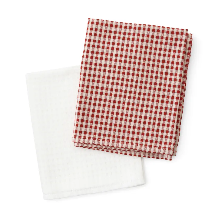 Troides 厨房毛巾 40x67cm 2件装 - 烧赭石色_白色 - Audo Copenhagen