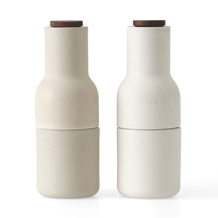 调料研磨瓶 两件套装 - 燕麦色 (胡桃木盖子) - Audo Copenhagen