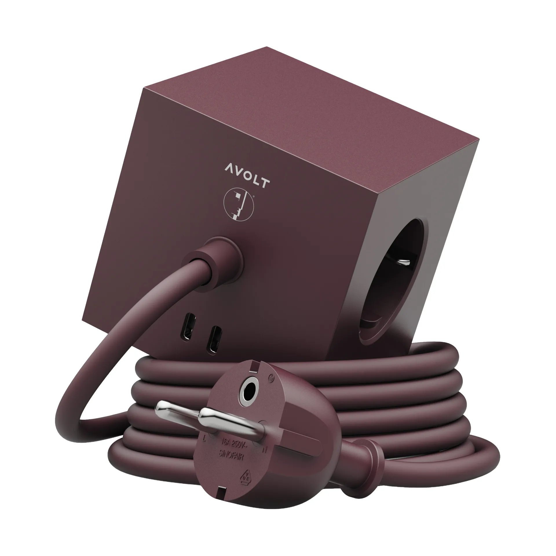 AVOLT x Bauhaus-Archiv Square 1 power strip USB-C, Mulberry 红色 Avolt
