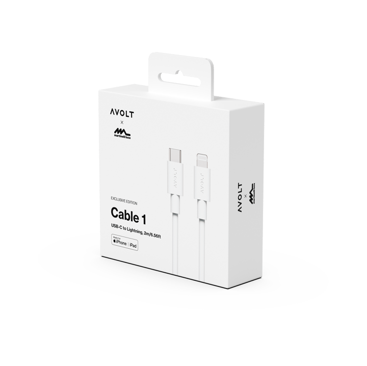 Cable 1 USB C to Lightning charging cable 2m, 白色 Martinelli Luce Edition Avolt