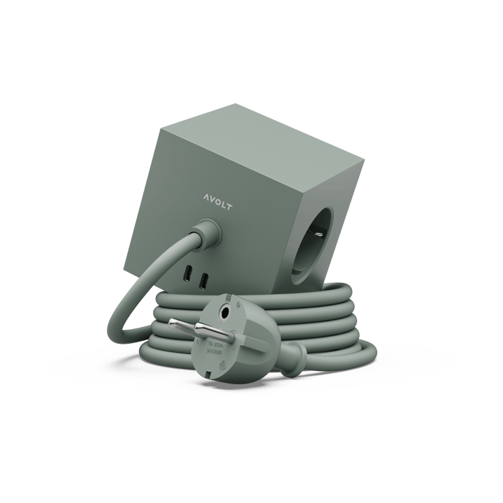 Square 1 power strip USB-C 30W 3 m - 自然木色 绿色 - Avolt