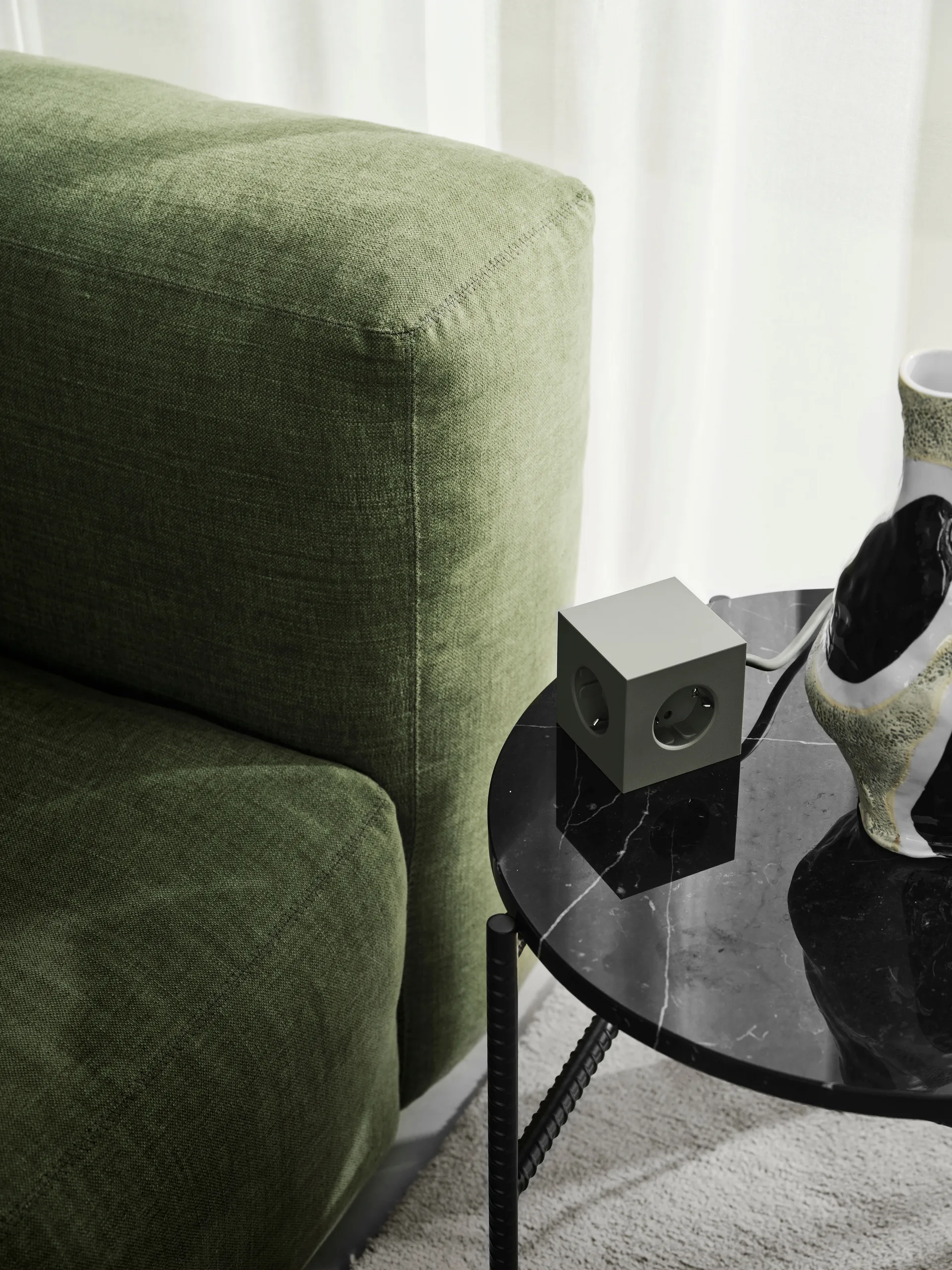 Square 1 power strip USB-C 30W 3 m, 自然木色 绿色 Avolt