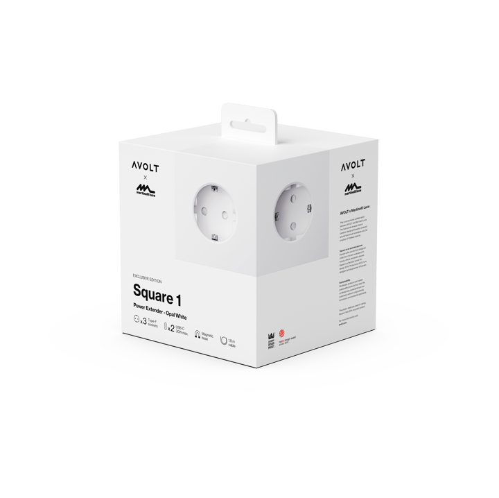 Square 1 socket USB-C 30W 1.8 m, 白色 Martinelli Luce edition Avolt